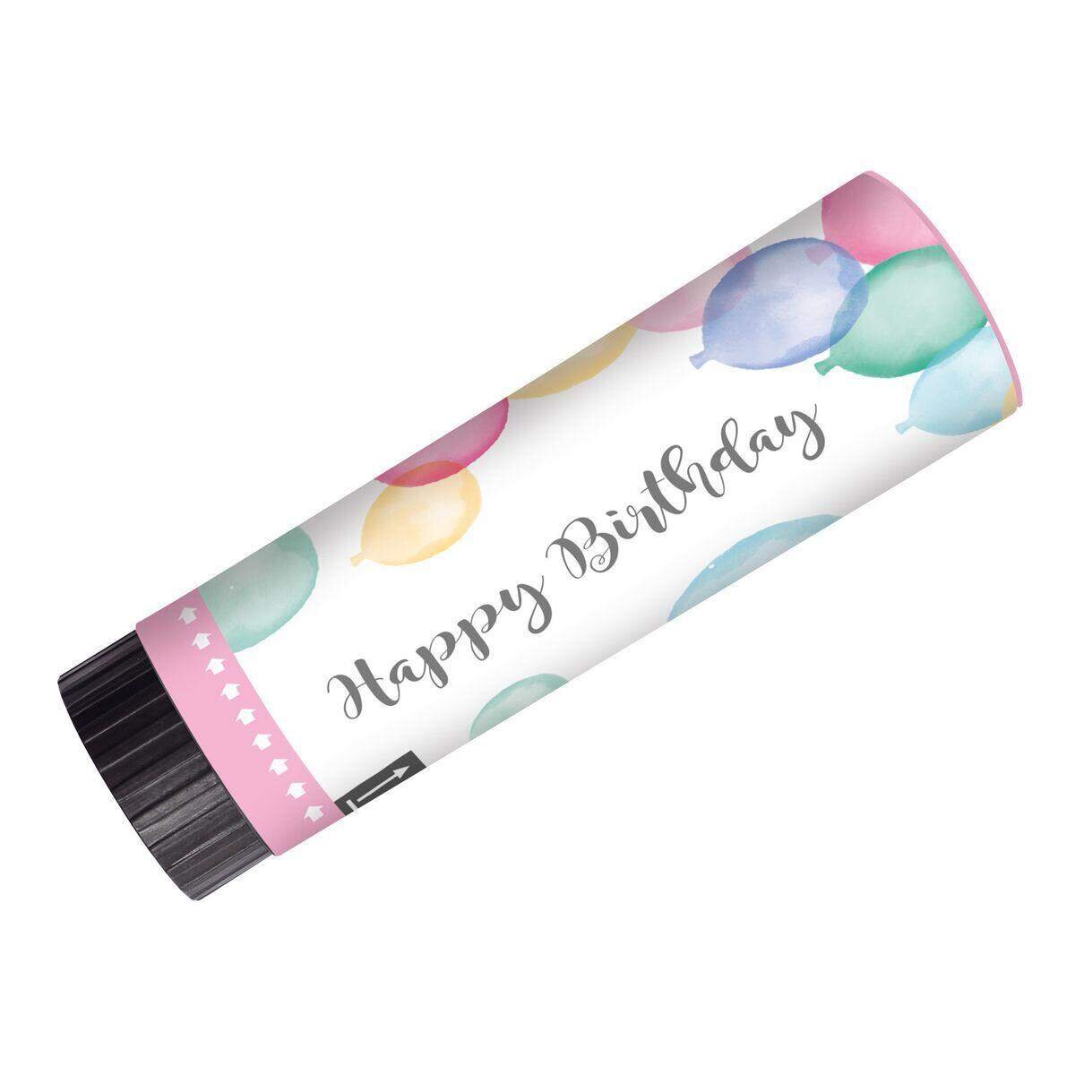 amscan 2 Konfettikanonen Happy Birthday Pastel