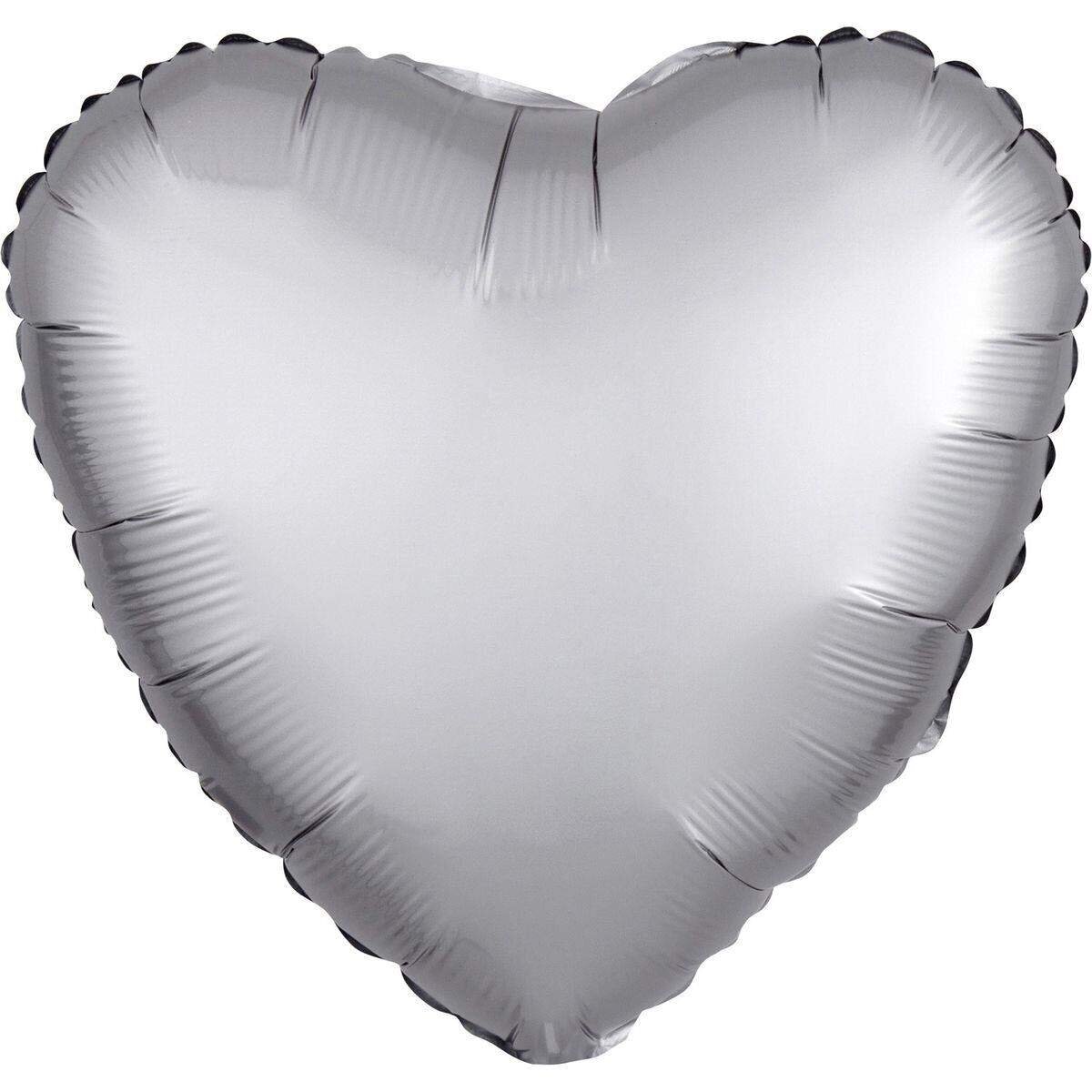 amscan Folienballon Herz Satin Luxe Silber