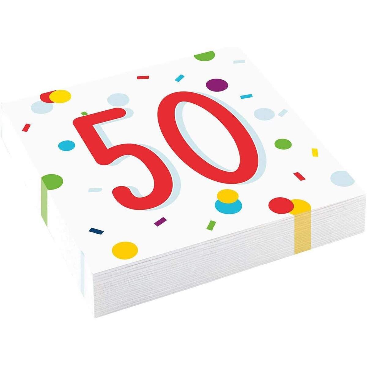 amscan Servietten 50 Konfetti Birthday 33x33cm, 20er