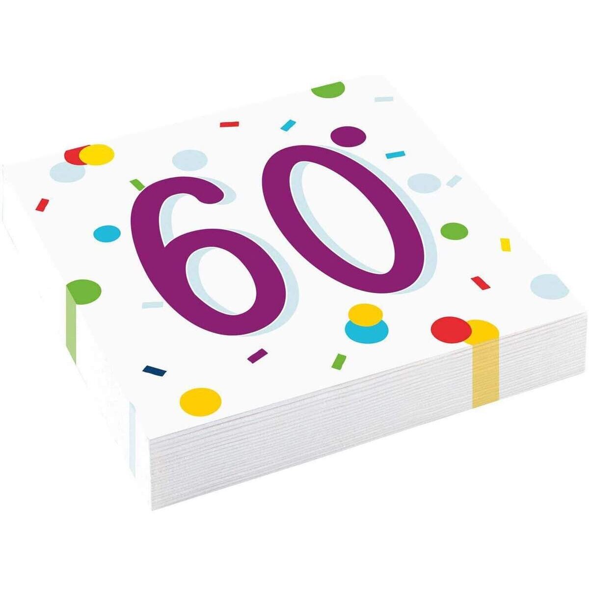 amscan Servietten 60 Konfetti Birthday 33x33cm, 20er