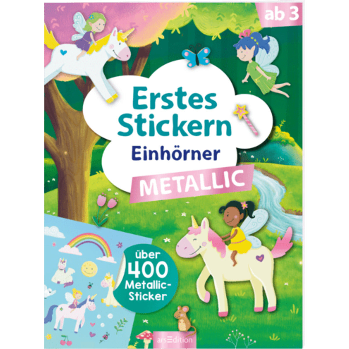 ars Edition Erstes Stickern Metallic – Einhörner