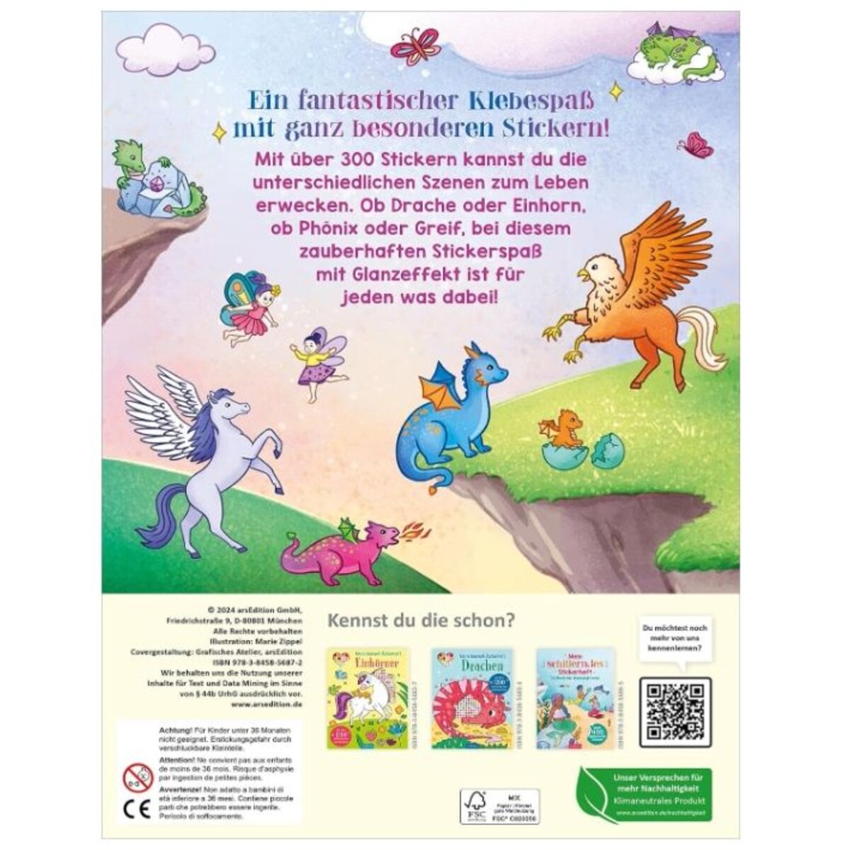 ars Edition Mein schillerndes Stickerheft - Magische Tierwelt