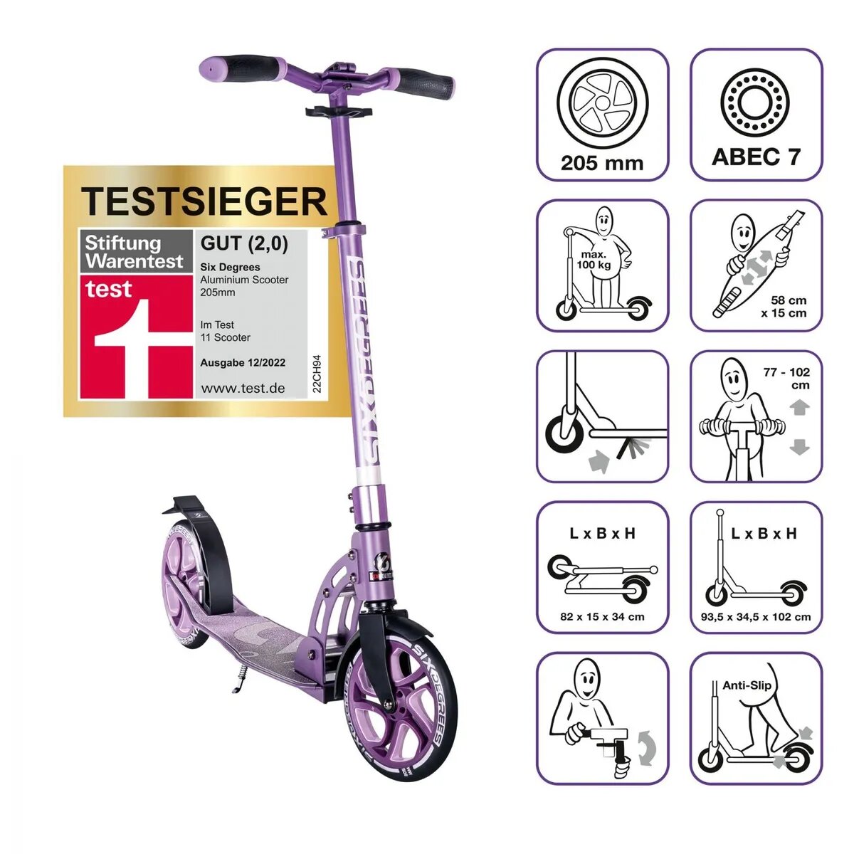 Authentic Sports Six Degrees Aluminium Scooter lila