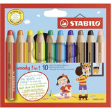 Buntstift, Wasserfarbe & Wachsmalkreide - STABILO woody 3 in 1 - 10er Pack - mit 10 verschiedenen Farben