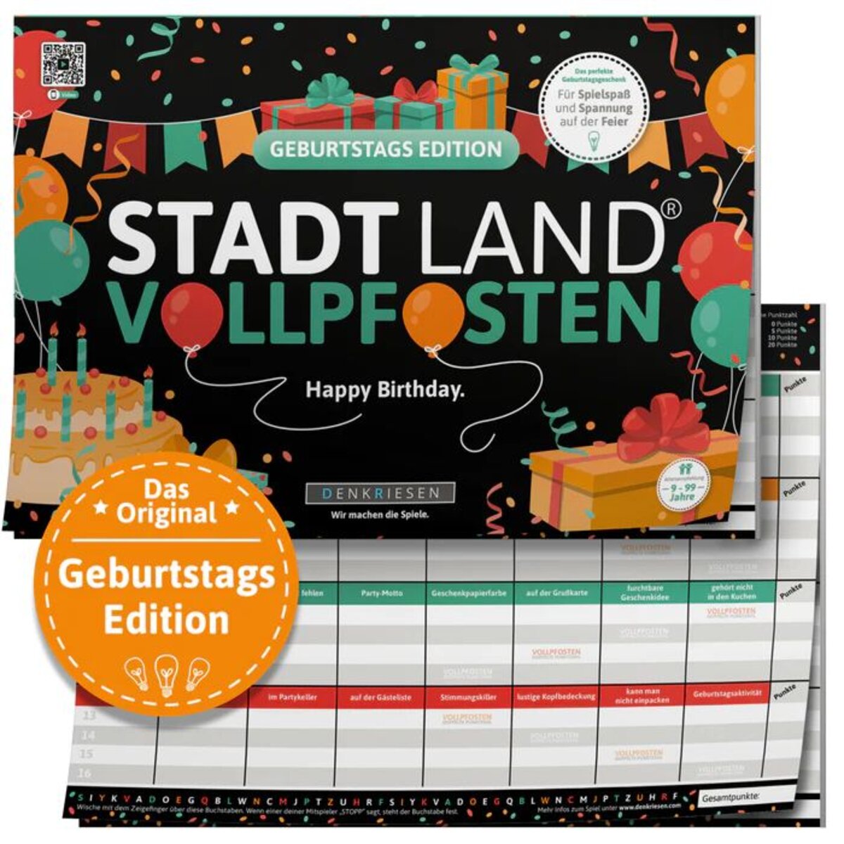 Denkriesen Stadt Land Vollpfosten - Geburtstags Edition "Happy Birthday"