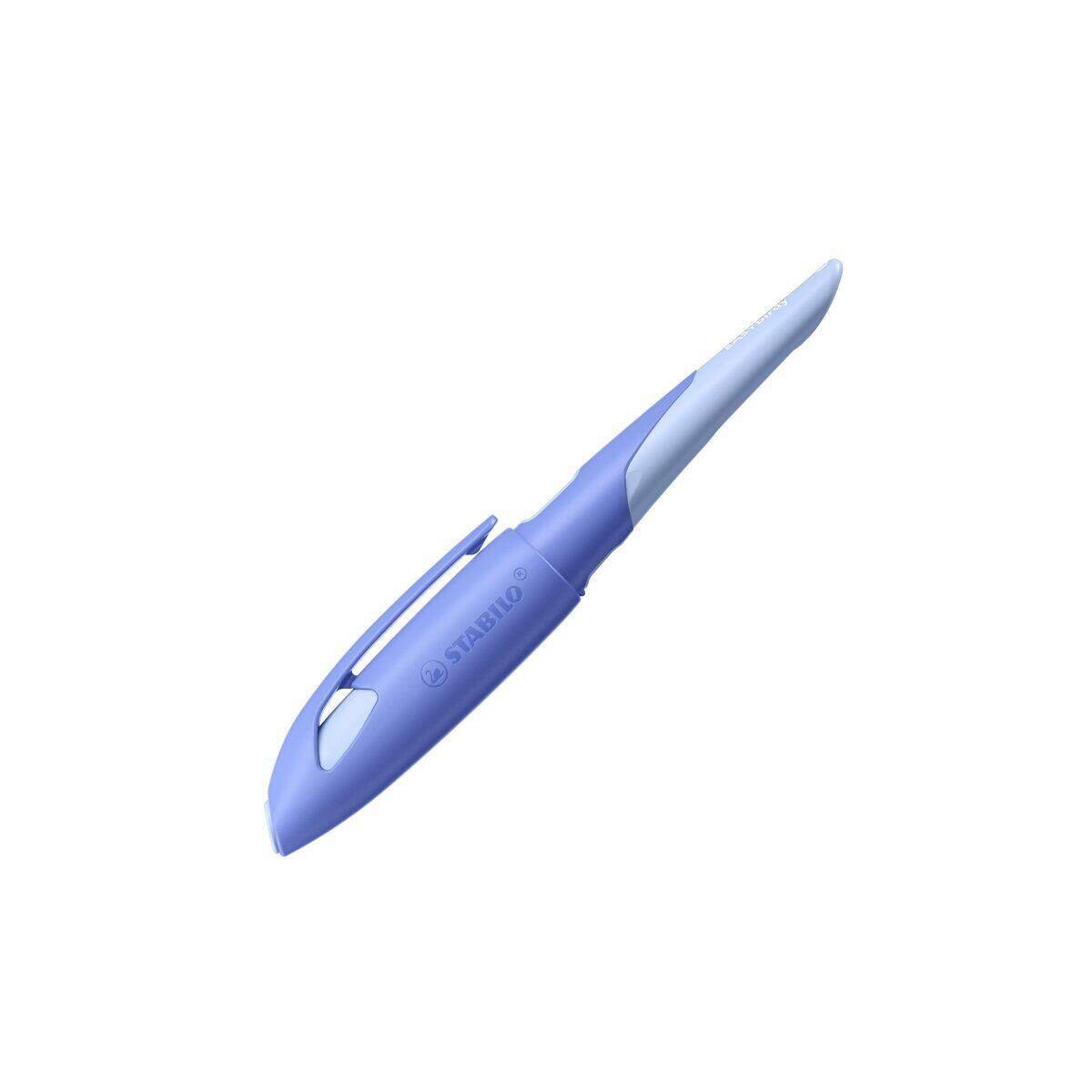 Ergonomischer Schulfüller für Rechtshänder mit Anfänger-Feder A - STABILO EASYbirdy Pastel Edition in blau/hellblau - Einzelstift - inklusive Patrone - Schreibfarbe blau (löschbar)