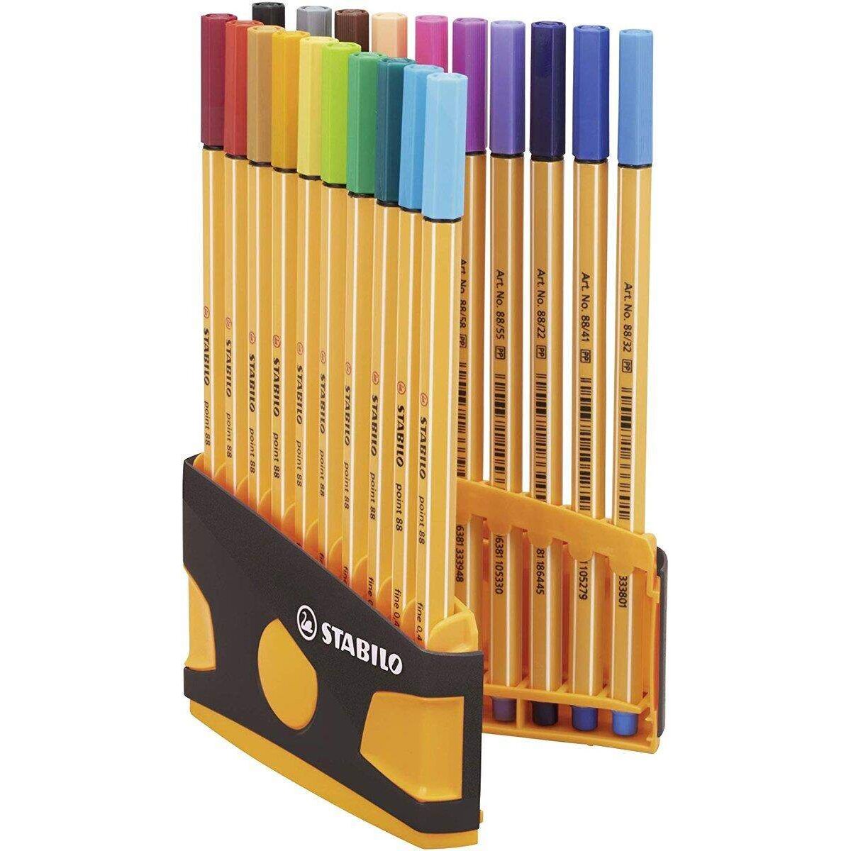 Fineliner - STABILO point 88 ColorParade - 20er Tischset in anthrazit/orange - mit 20 verschiedenen Farben