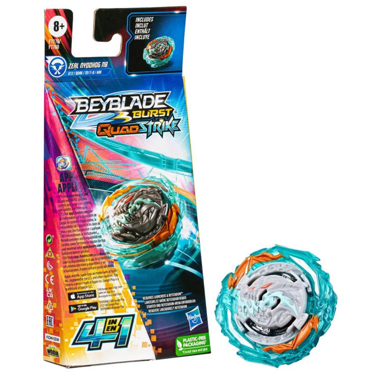 Hasbro Beyblade Burst Quadstrike Single Pack, 1 Stück, 4-fach sortiert