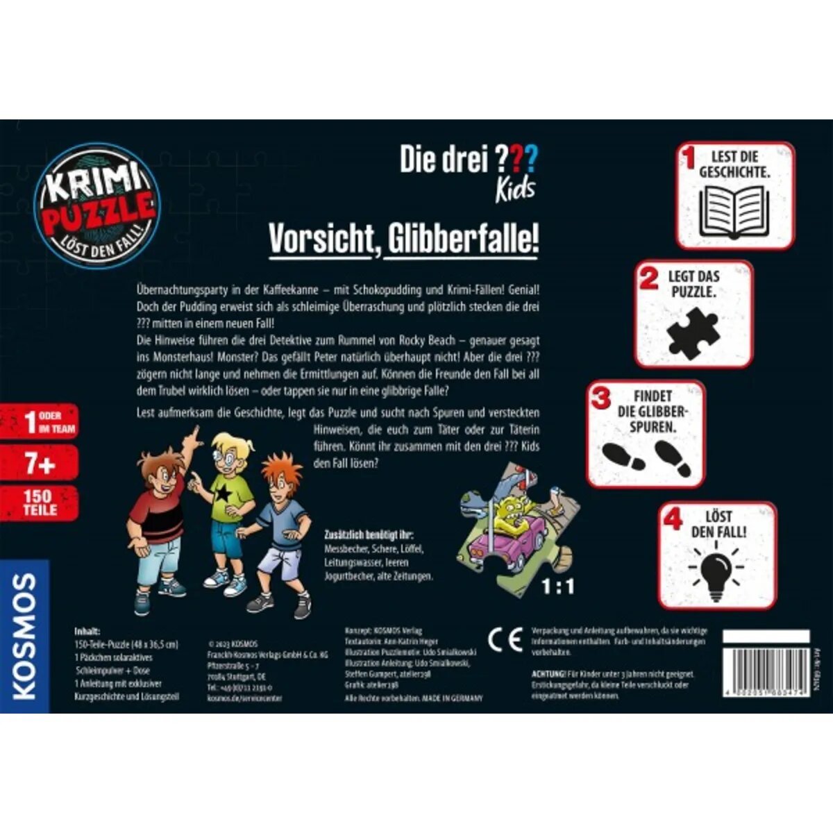 KOSMOS Krimipuzzle Die drei ??? Kids Vorsicht, Glibberfalle! (150 T)