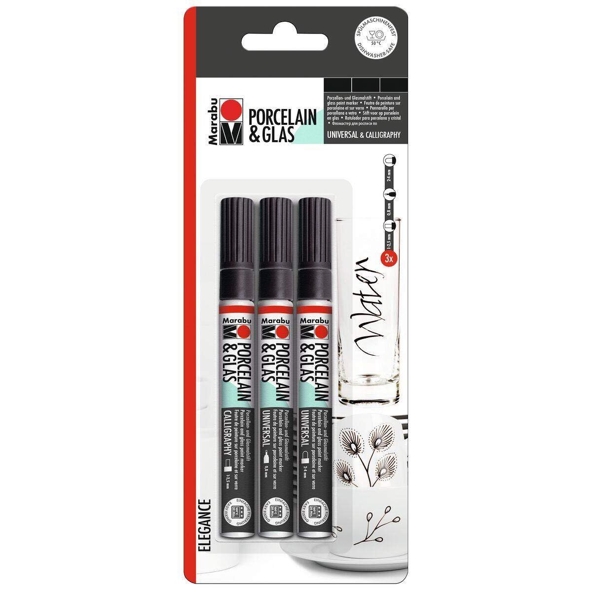 Marabu Porcelain & Glas KIDS, Mega Fun 10er Sortierung, Universalspitze 1 3 mm