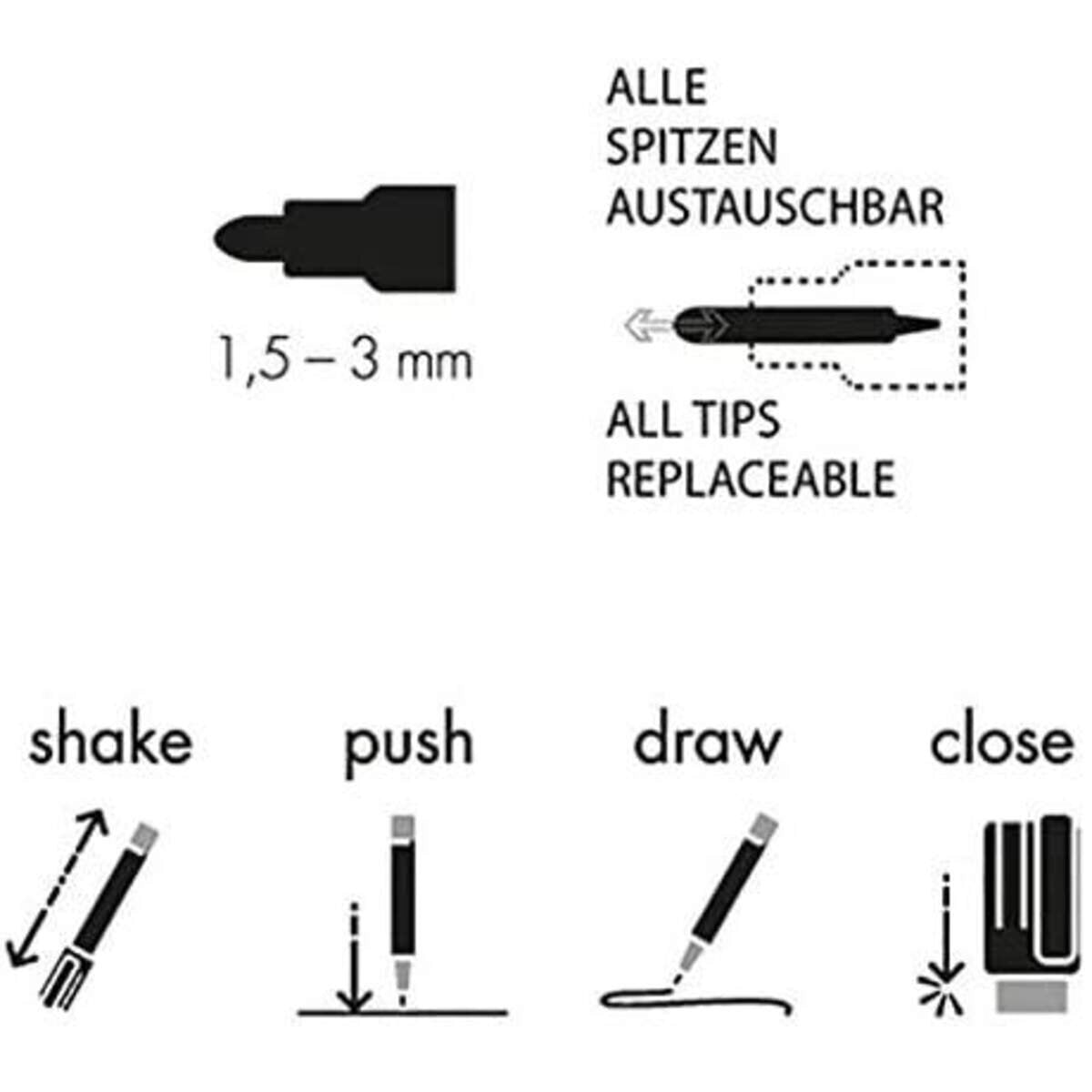 Marabu YONO Marker Set, 6 x 1,5-3 mm