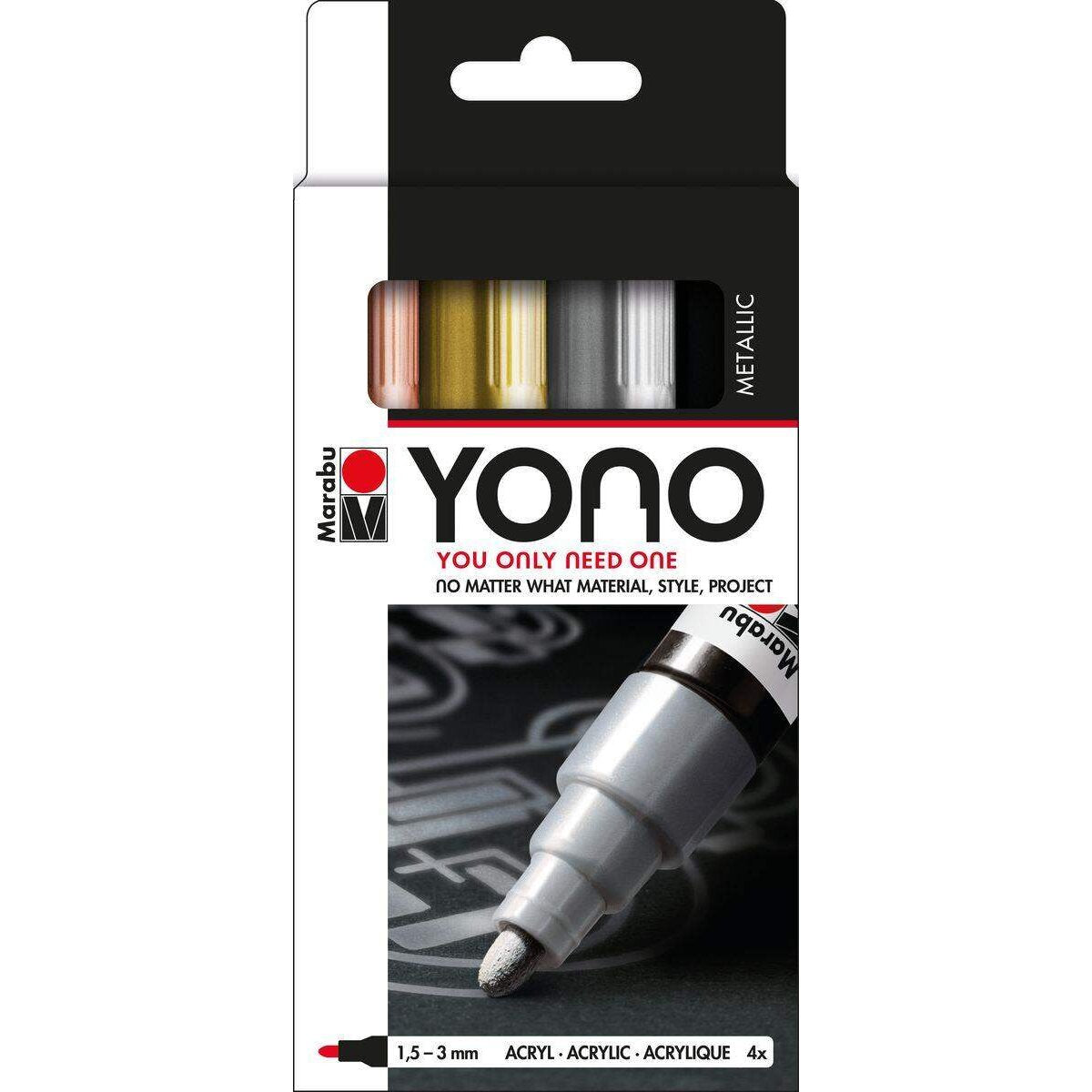 Marabu YONO Marker Set METAL, 4 x 1,5-3 mm