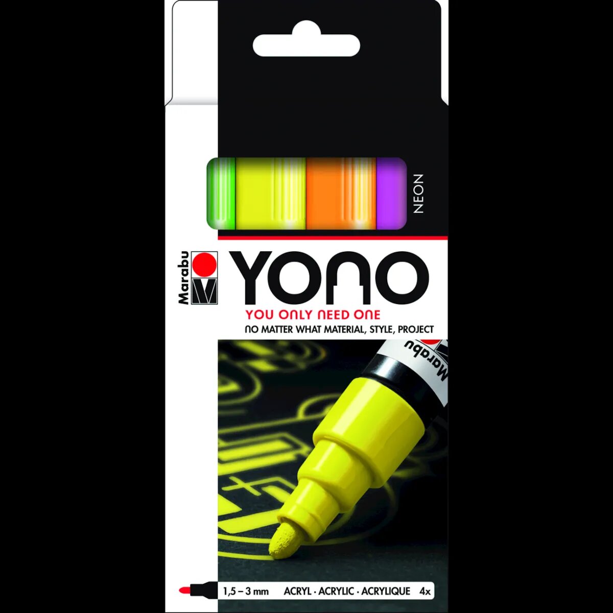 Marabu YONO Marker Set NEON, 4 x 1,5-3 mm