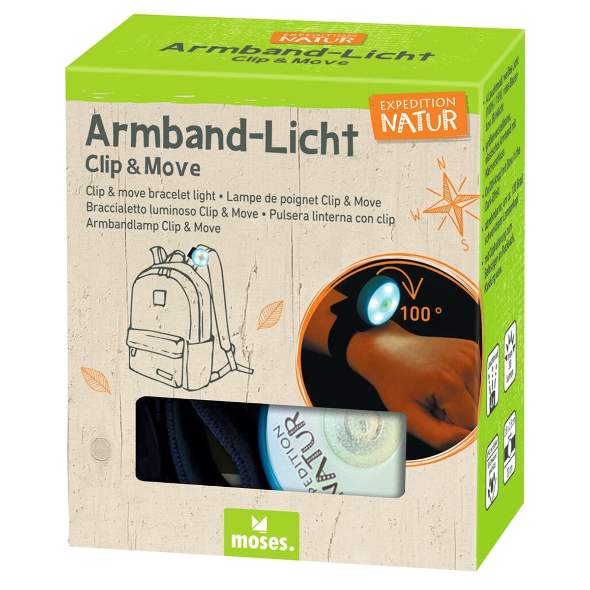 moses. Expedition Natur Armband-Licht Clip & Move