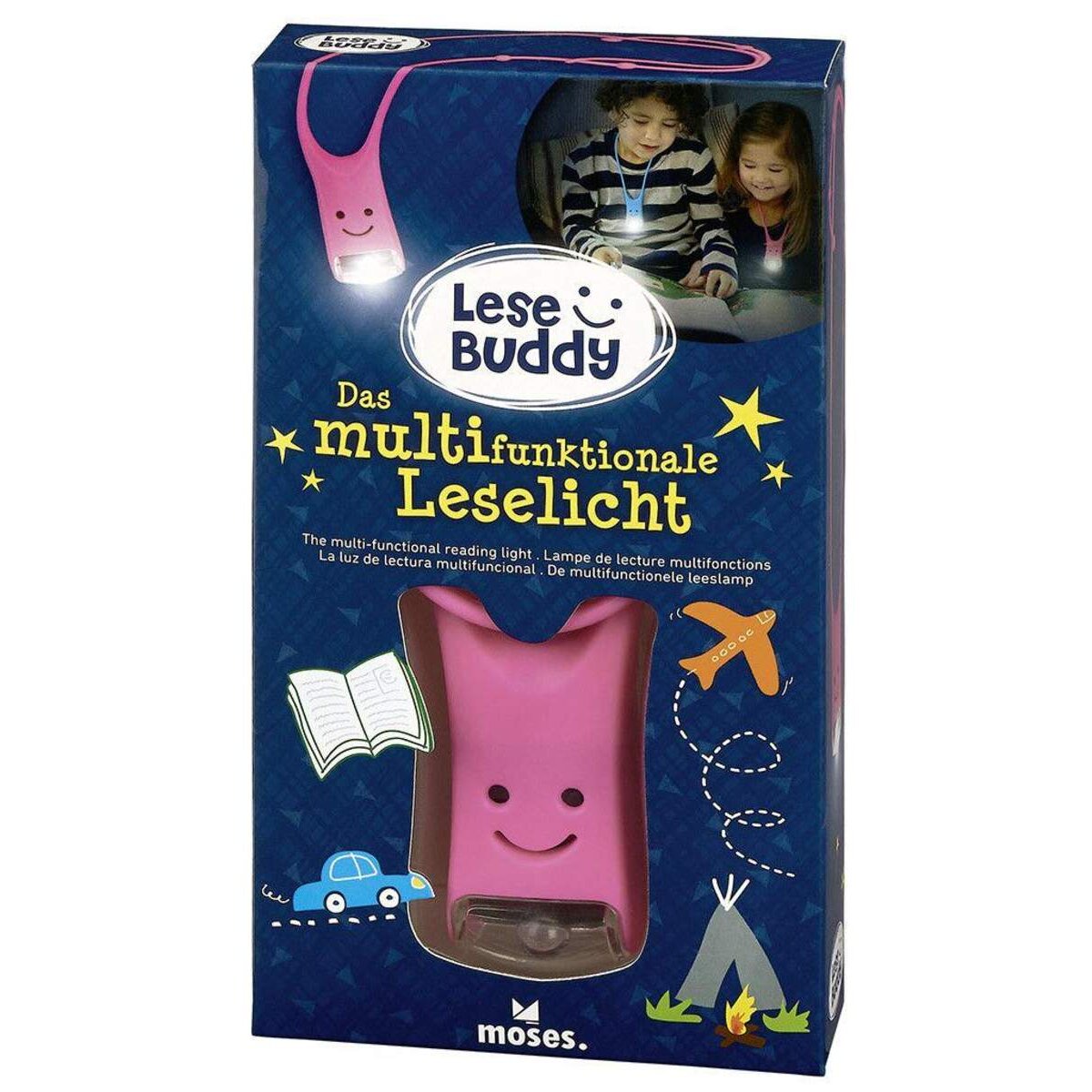 moses. Lese Buddy - Das multifunktionale Leselicht pink