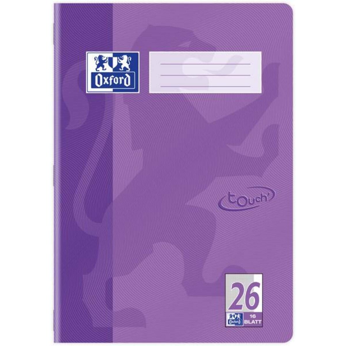 Oxford Touch Schulheft A4, kariert, Lineatur 26, 16 Blatt, flieder, Optik Paper®
