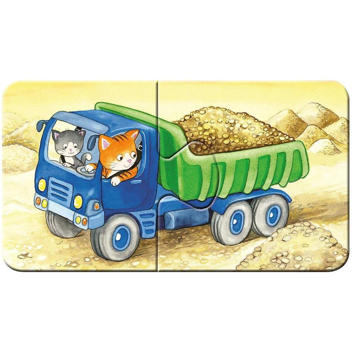 Ravensburger Kinderpuzzle - Tierische Baustelle 9 x 2 Teile