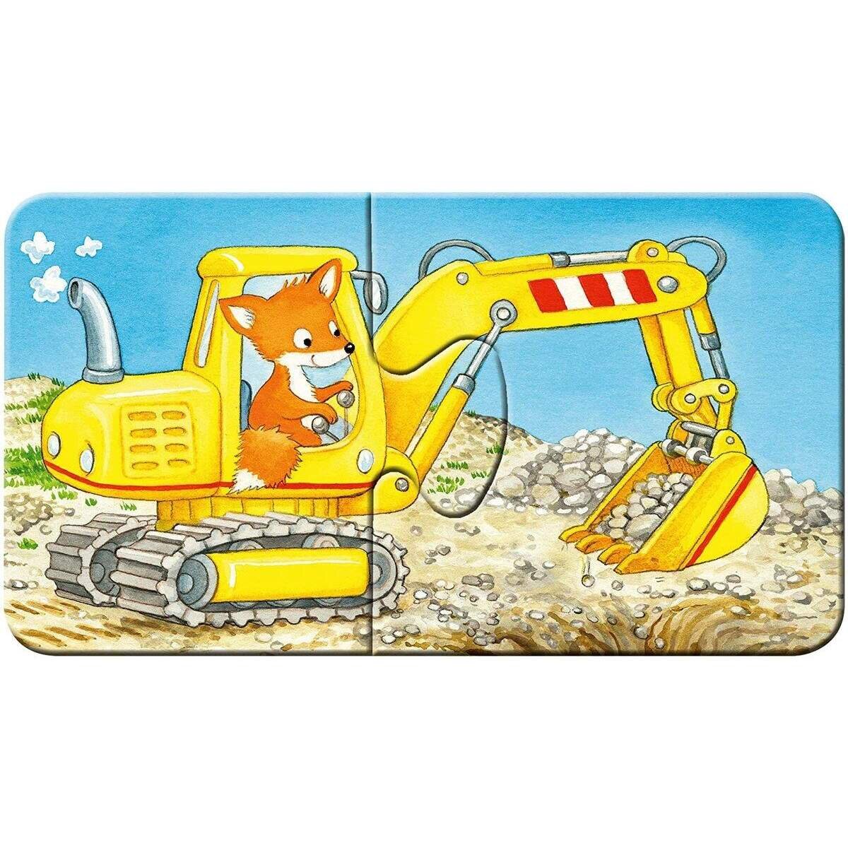 Ravensburger Kinderpuzzle - Tierische Baustelle 9 x 2 Teile