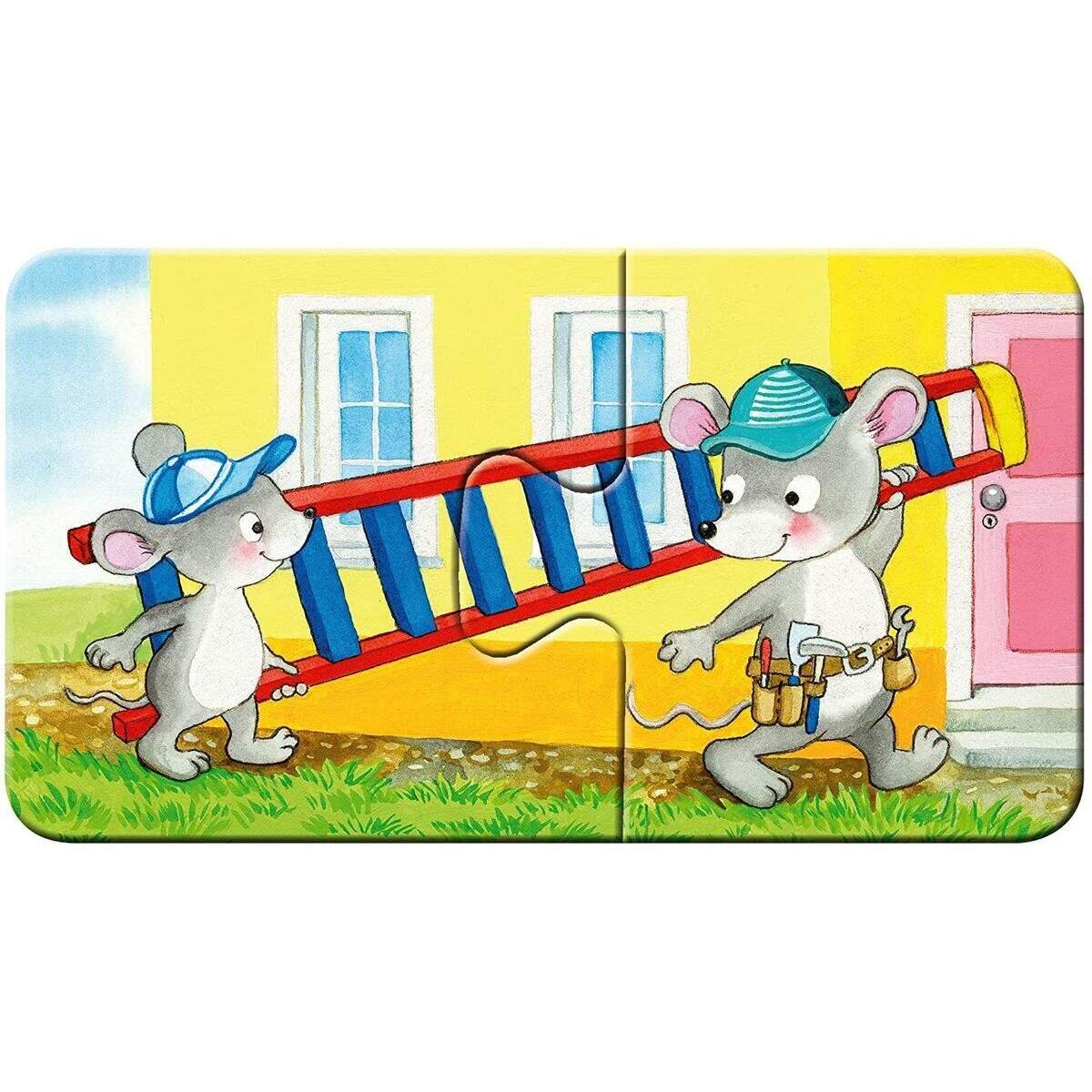 Ravensburger Kinderpuzzle - Tierische Baustelle 9 x 2 Teile