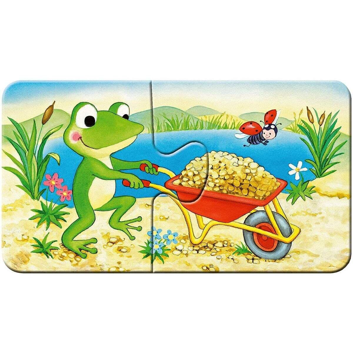 Ravensburger Kinderpuzzle - Tierische Baustelle 9 x 2 Teile