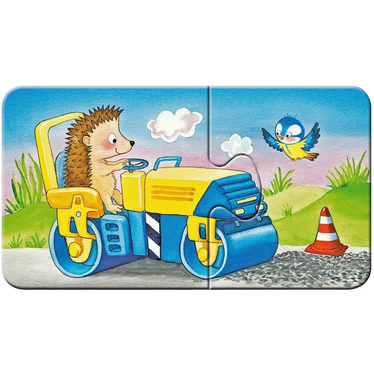 Ravensburger Kinderpuzzle - Tierische Baustelle 9 x 2 Teile