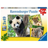 Ravensburger Puzzle - Panda, Tiger und Löwe, 3 x 49 Teile