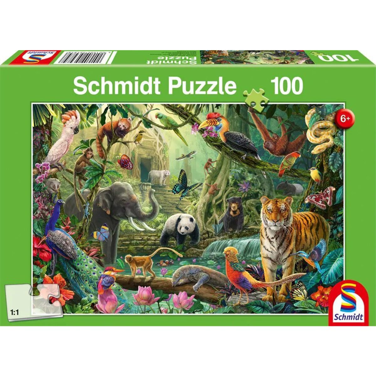 Schmidt Spiele Puzzle - Bunte Tierwelt im Dschungel, 100 Teile