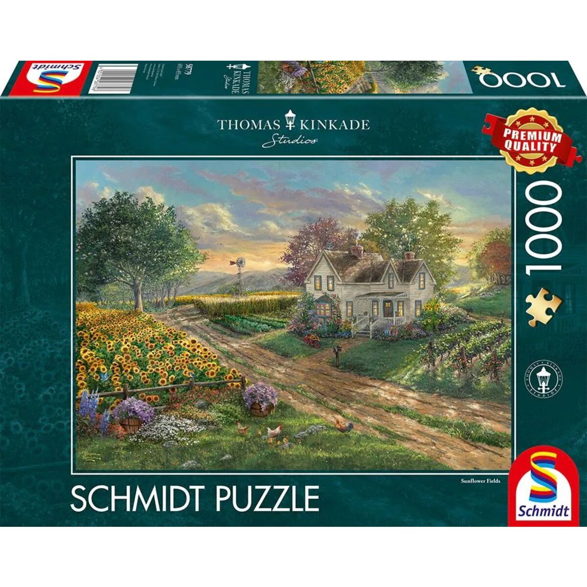 Schmidt Spiele Puzzle - Thomas Kinkade Studios: Sonnenblumenfelder, 1.000 Teile