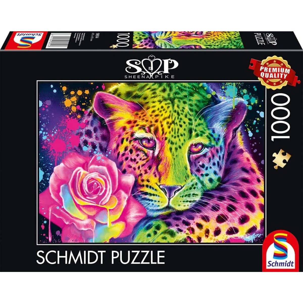 Schmidt Spiele Puzzle - Sheena Pike: Neon Regenbogen-Leopard, 1.000 Teile