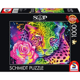 Schmidt Spiele Puzzle - Sheena Pike: Neon Regenbogen-Leopard, 1.000 Teile