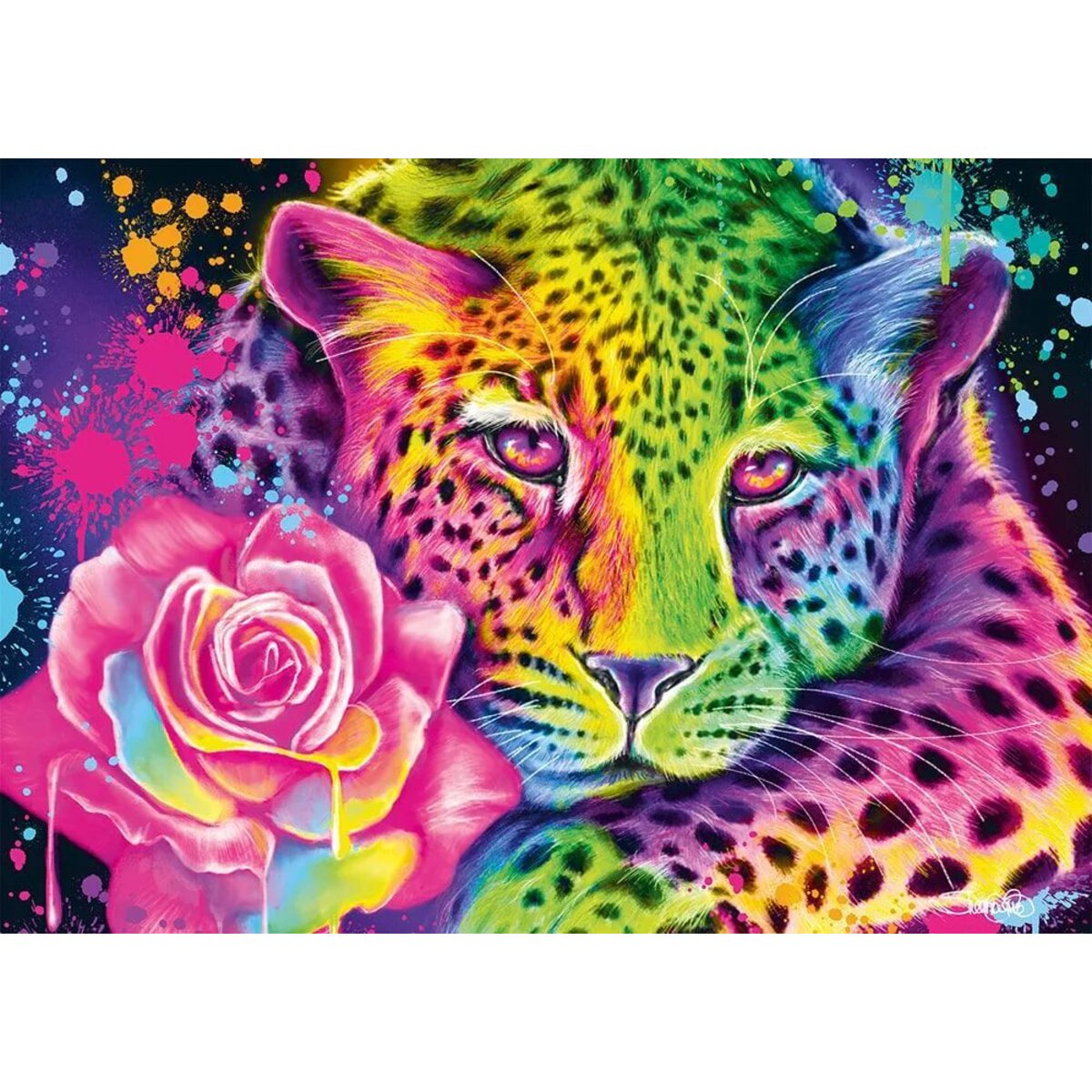 Schmidt Spiele Puzzle - Sheena Pike: Neon Regenbogen-Leopard, 1.000 Teile