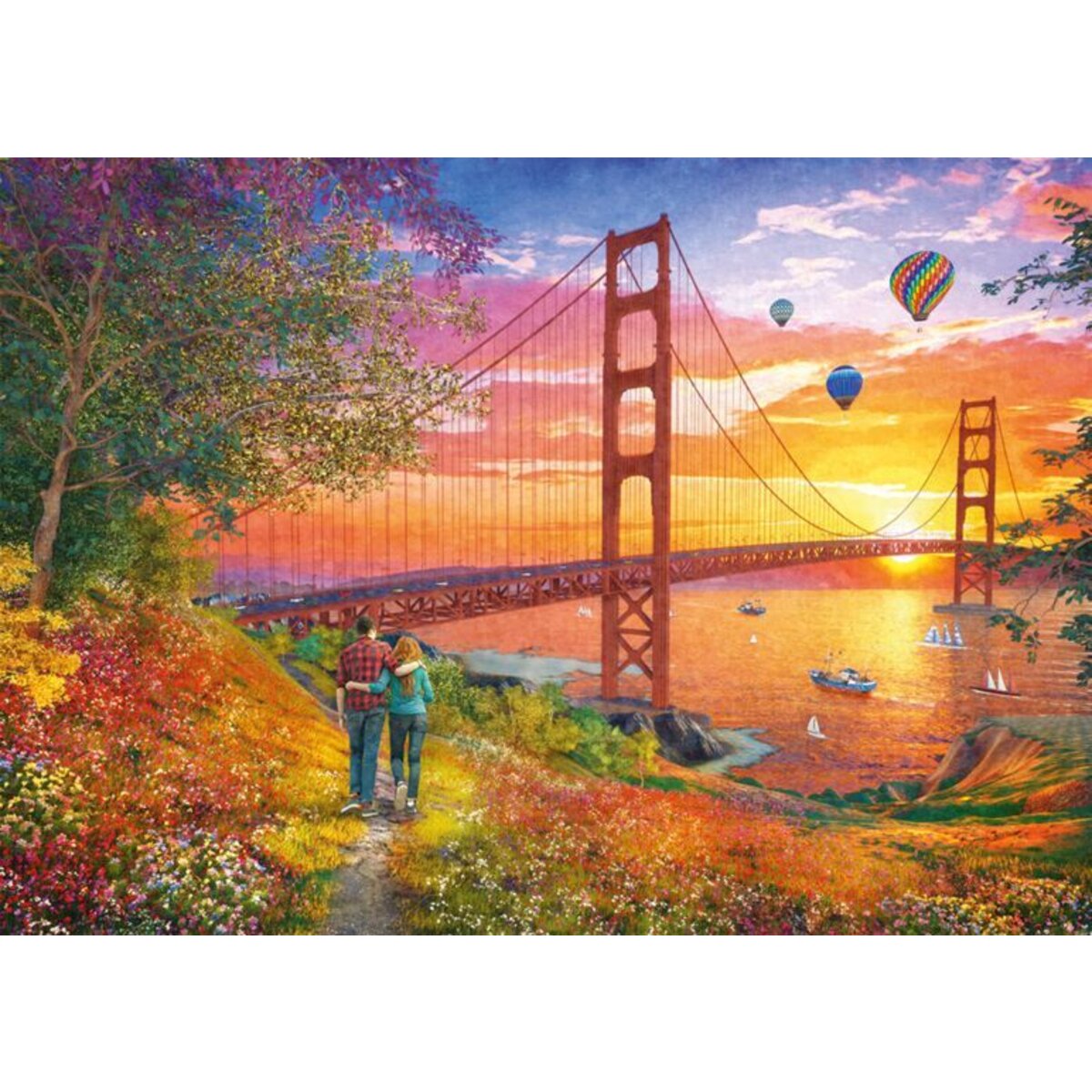 Schmidt Spiele Puzzle - Spaziergang zur Golden Gate Bridge, 2000 Teile